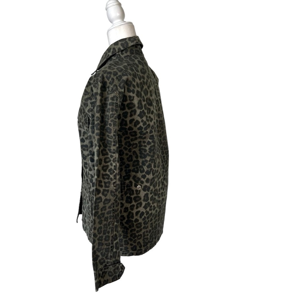 Good American The Camo Schacket Jacket in Sage Leopard ButtonUp Size Small - Picture 3 of 13